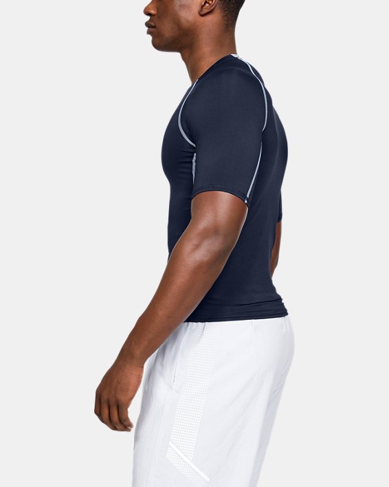 Men's UA HeatGear® Armour Short Sleeve Compression Shirt, Navy, pdpMainDesktop image number 2